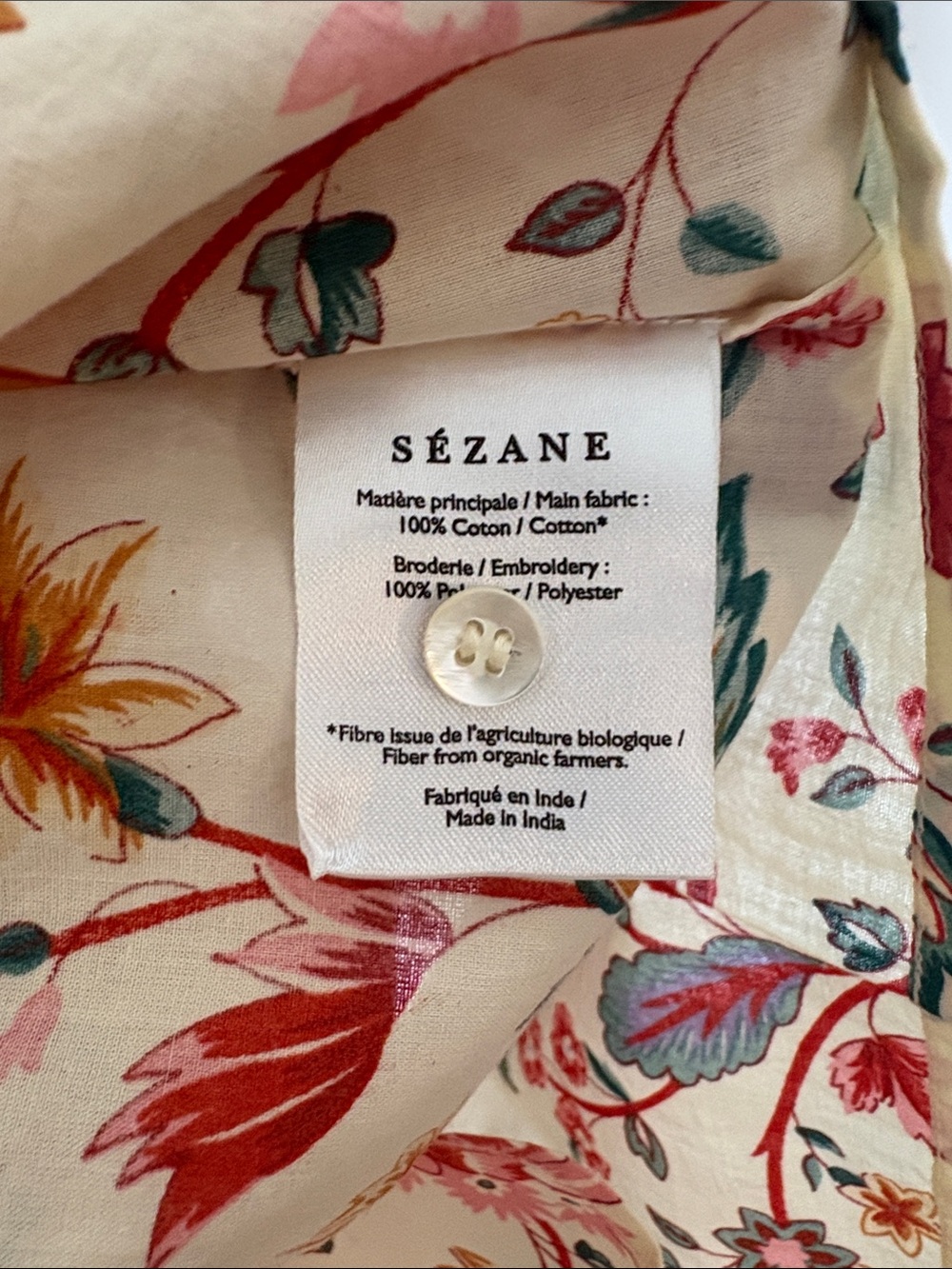Sézane Maya Blouse Fleurs Indiennes Floral Ruffle Size 34 US 2 NWT - Picture 16 of 16